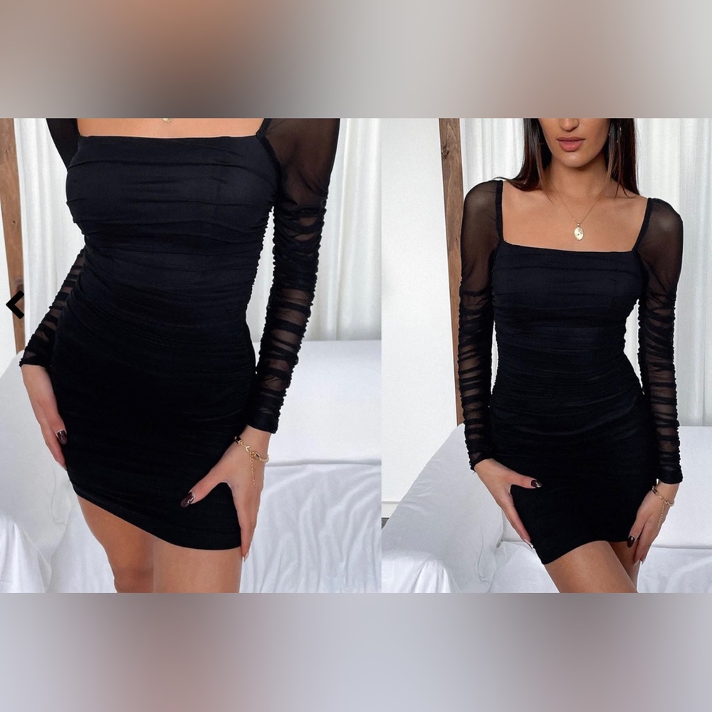 PRETTYLITTLETHING Black Long Sleeve Mini Dress